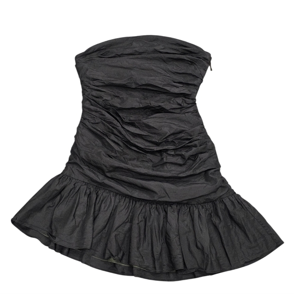 LOVESHACKFANCY NOBLE SILK MINI DRESS BLACK 0 - Picture 2 of 13